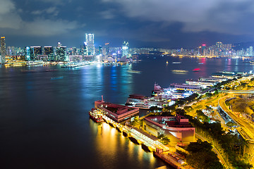 Image showing Hong Kong bay at night