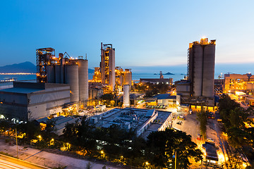 Image showing Cement plant at night