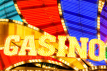 Image showing Neon casino sign lit up at night