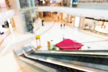 Image showing Blur escalator with bokeh for background