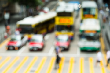 Image showing Blurred view crowded people in Hong Kong city