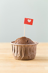 Image showing Flag on muffin with heart shape