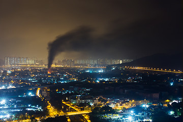 Image showing Fire accident in city at night