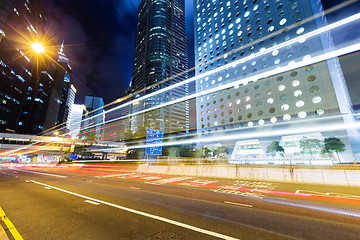 Image showing Busy traffic in Hong Kong at night