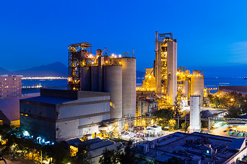 Image showing Cement Plant and power complex at evening