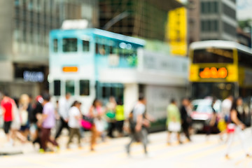 Image showing Blur background people crossing the road