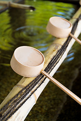 Image showing Purification fountain at entrance to Shinto Shrine