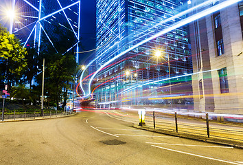 Image showing Traffic in Hong Kong at night