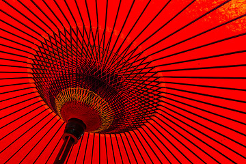 Image showing Japanese traditional red umbrella