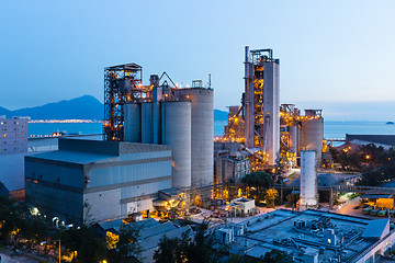 Image showing Cement Plant during sunset