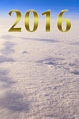 Image showing Golden Happy New Year 2016 High Above The Clouds 