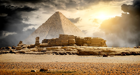 Image showing Clouds over pyramid