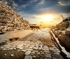 Image showing Way through pyramids