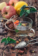 Image showing Fruit tea with an apple