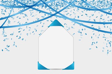 Image showing blank card with confetti and ribbons