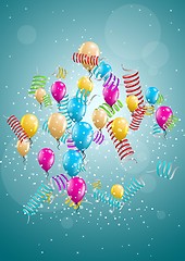 Image showing flying balloons on blue background