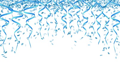 Image showing blue confetti and ribbons