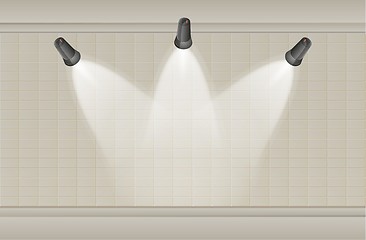 Image showing three lights and wall
