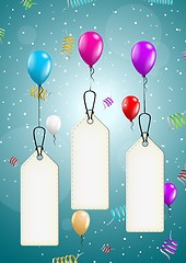 Image showing flying balloons with blank price tag