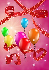 Image showing flying balloons on red background