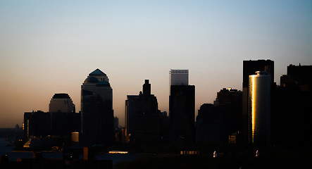 Image showing Downtown Manhattan at sunset