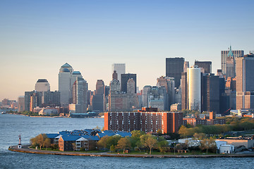 Image showing Manhattan Financial District at sunset