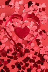 Image showing Red hearts confetti