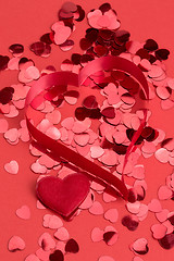 Image showing Red hearts confetti