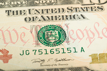 Image showing macro of US dollar money banknote