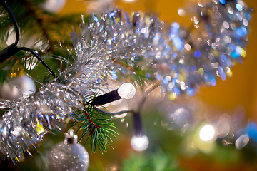 Image showing Christmas decoration on tree with light