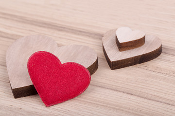 Image showing valentine\'s wooden hearts