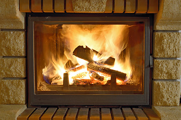 Image showing Burning Fireplace