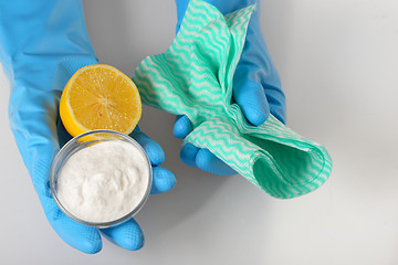 Image showing Tools and sodium bicarbonate for house cleaning