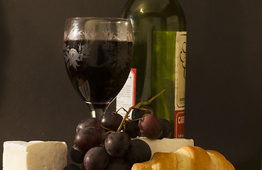 Image showing wine and cheese