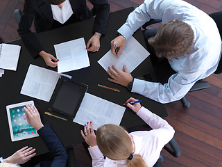 Image showing top view of business people group on meeting