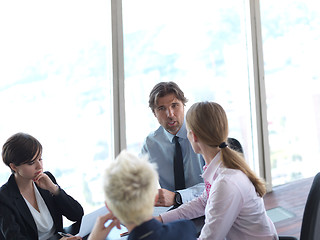 Image showing business people group on meeting at bright modern office