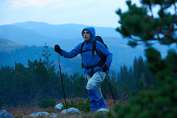 Image showing advanture man with backpack hiking