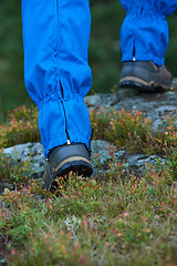 Image showing hiking man with trekking boots