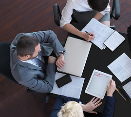 Image showing top view of business people group on meeting