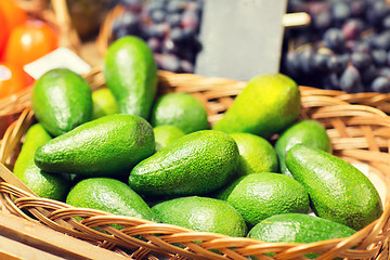 Image showing avocado in basket at food market