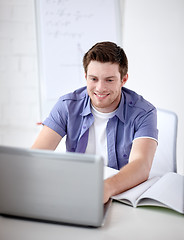 Image showing high school student with laptop in classroom