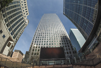 Image showing Canary Wharf skyline in London