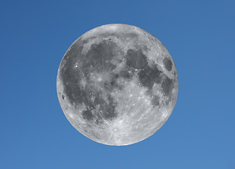 Image showing Full moon over blue sky