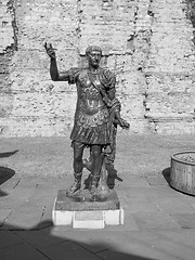 Image showing Black and white Trajan statue in London