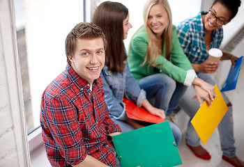 Image showing group of happy high school students or classmates