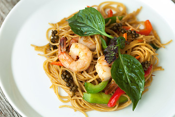 Image showing Thai Shrimp with Noodles Meal