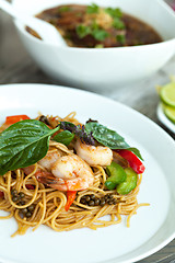 Image showing Thai Shrimp Dish with Noodles