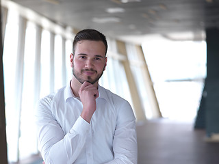 Image showing portrait of young  business man with beard at modern office