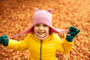 Image showing happy little girl in autumn park