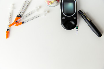 Image showing close up of diabedic tools and medication